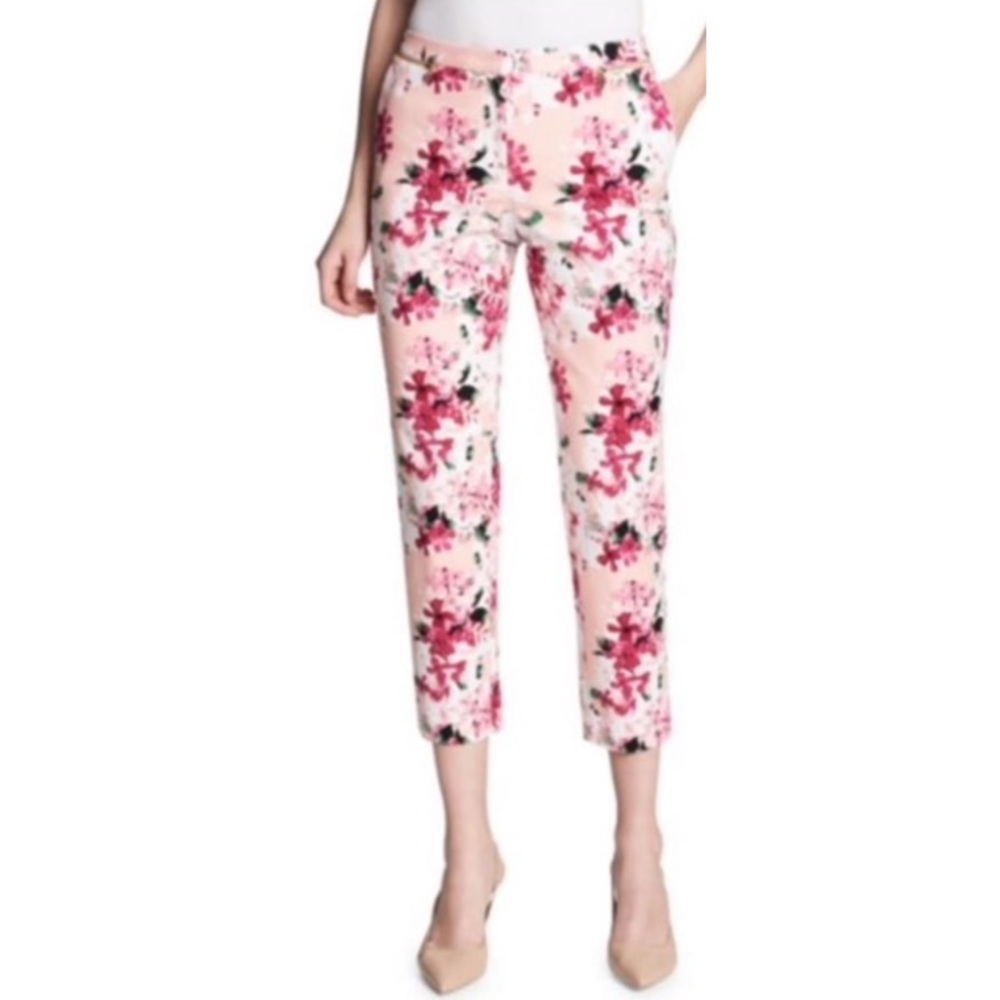 Floral Zipper Pocket Ankle Pants